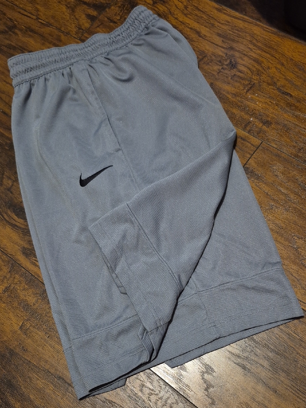 Nike Men's Light Gray Athletic Shorts with Black Swoosh